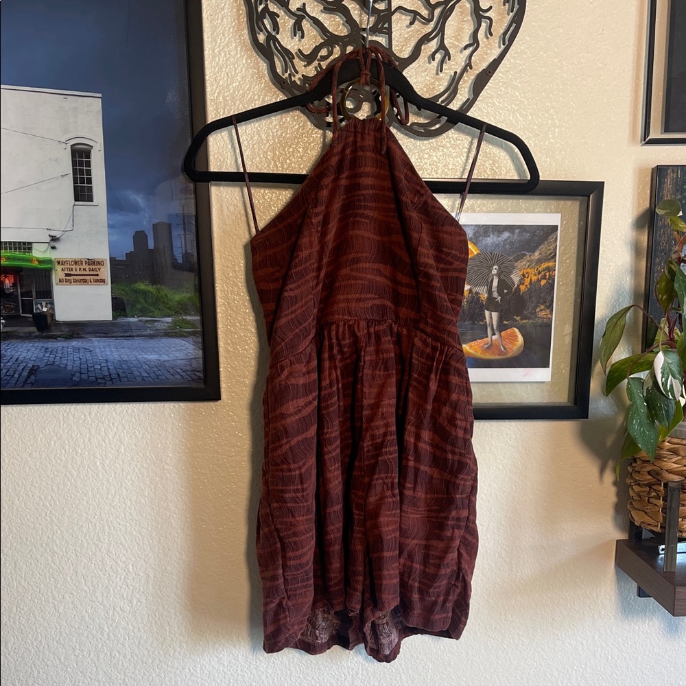Old Navy Backless Halter Dress in Deep Red